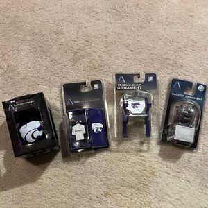 Kansas State Purple and White Team Logo Ornament Set